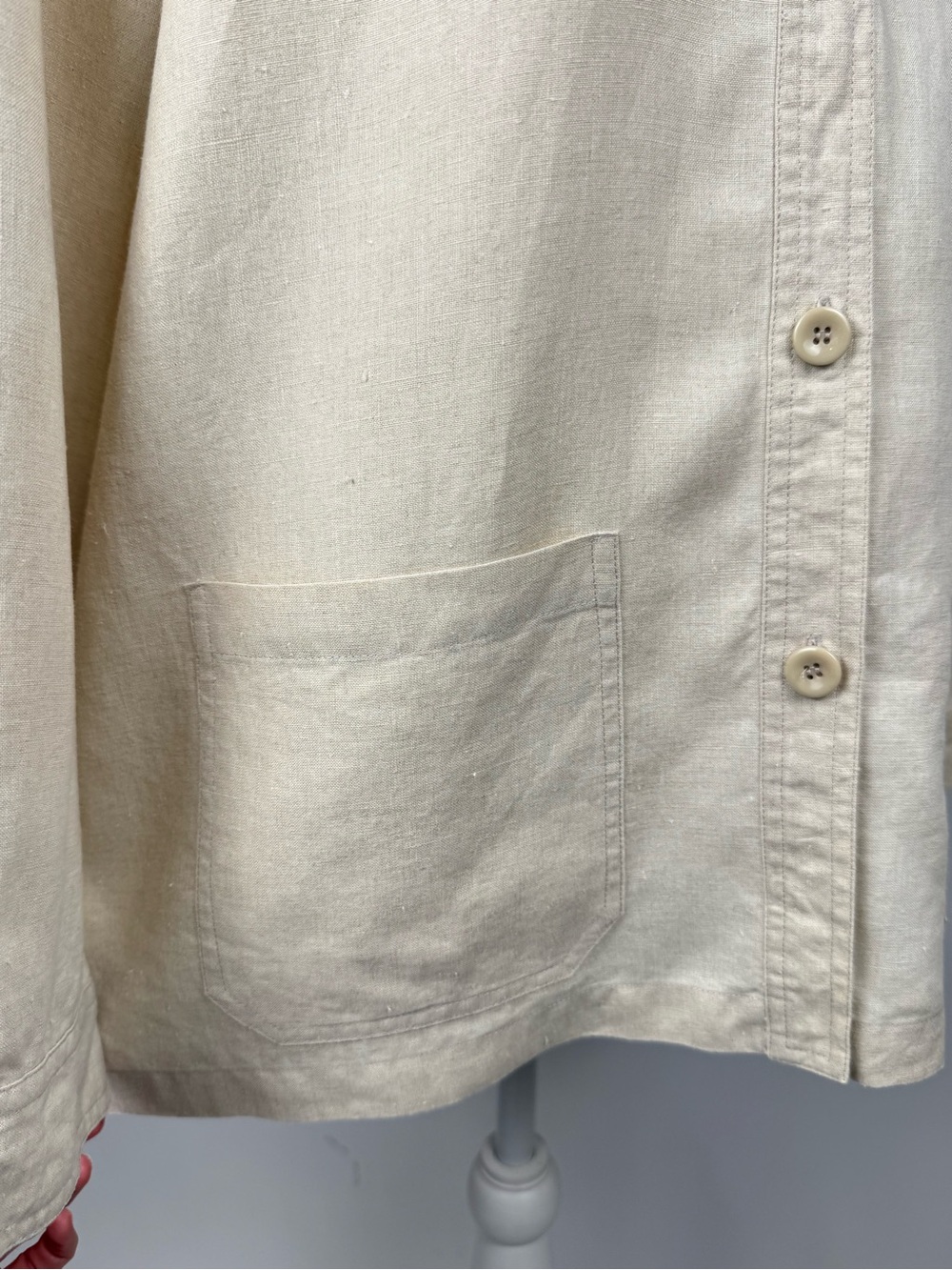Vintage Pendleton Women’s Beige Linen Button Up Shirt Jacket Shacket Pockets LG - Picture 3 of 11